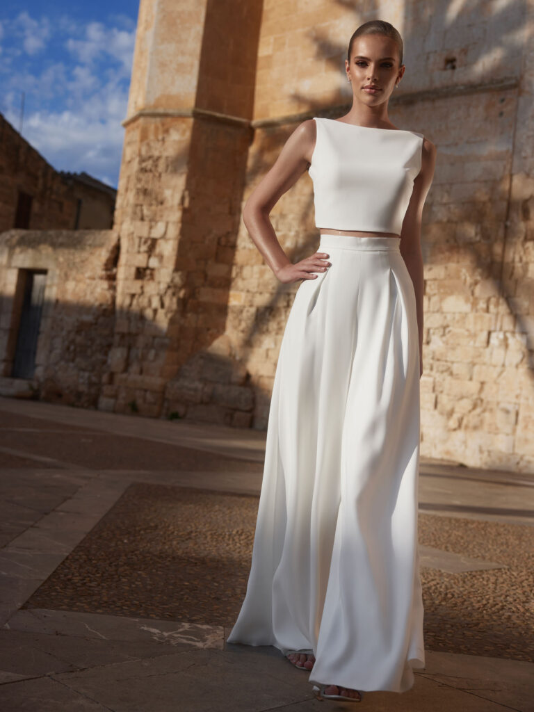 Bruidsbroekpak Bianco Evento Ezra bij Bruidsmode Outlet